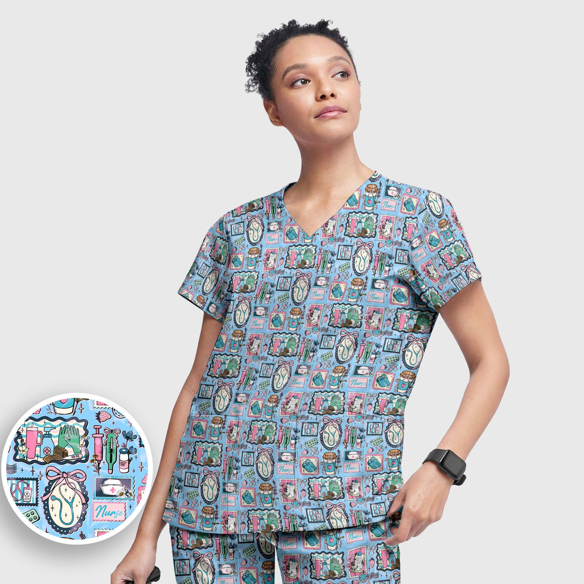 Stethoscope Syringe Frame Nurse Scrub Set