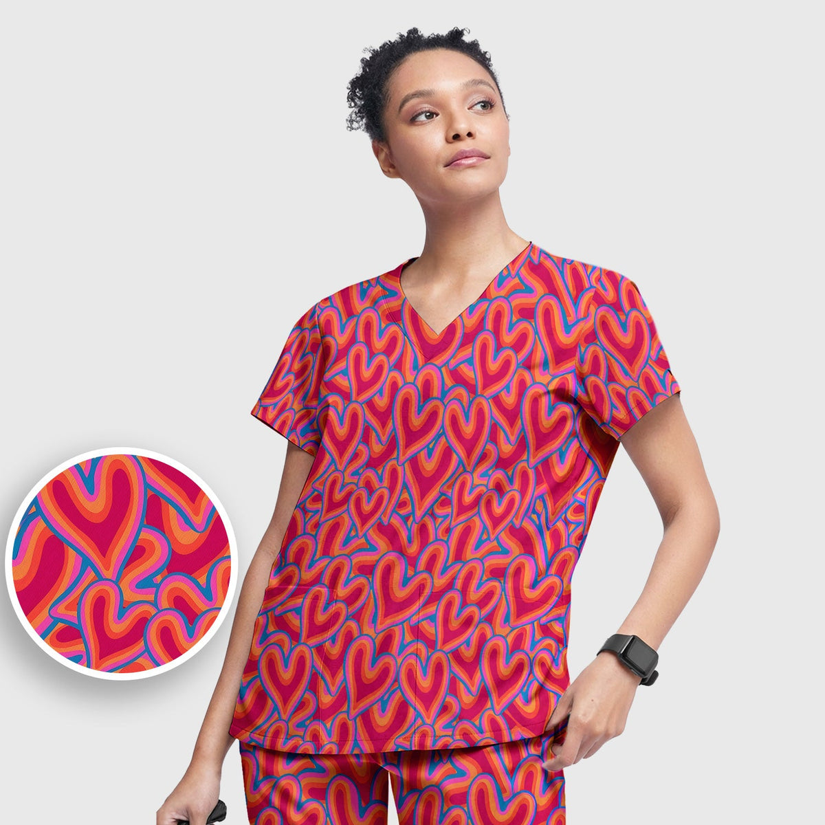 Valentine Heart Nurse Scrub Set