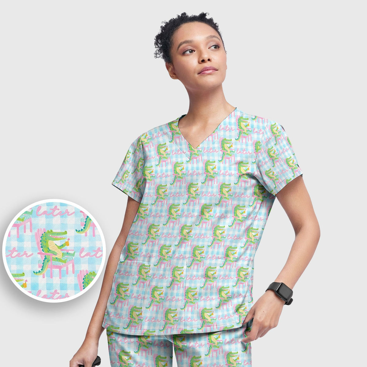 Lazy Crocodile Later Nurse Scrub Set