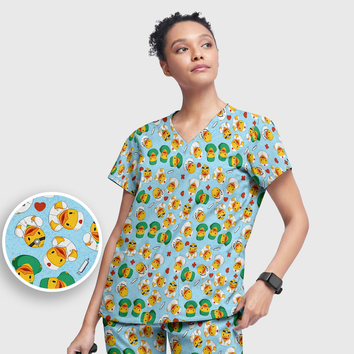 Duck Doctor Cartoon Nurse Scrub Set