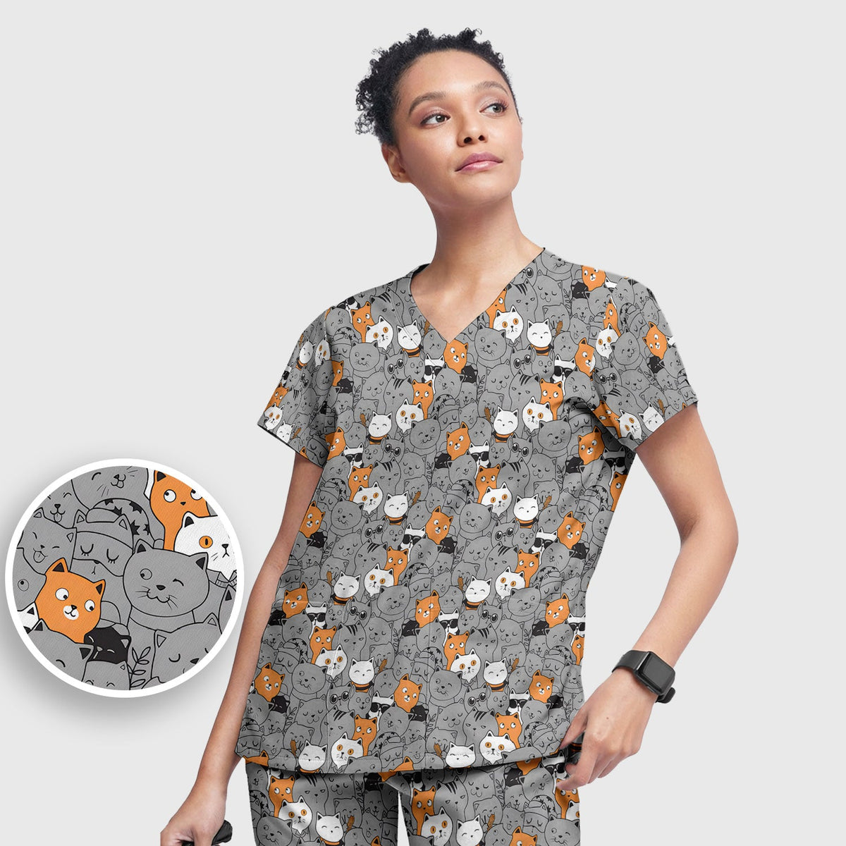 Cats Cute Expressions Nurse Scrub Set