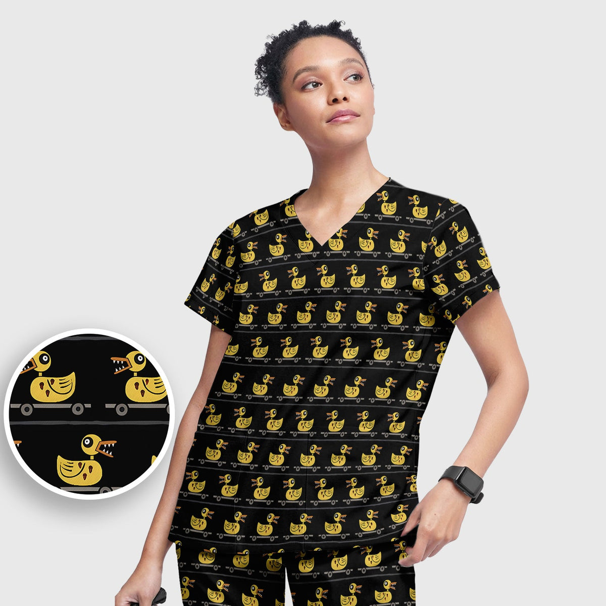 Spooky Rubber Duck Nurse Scrub Set