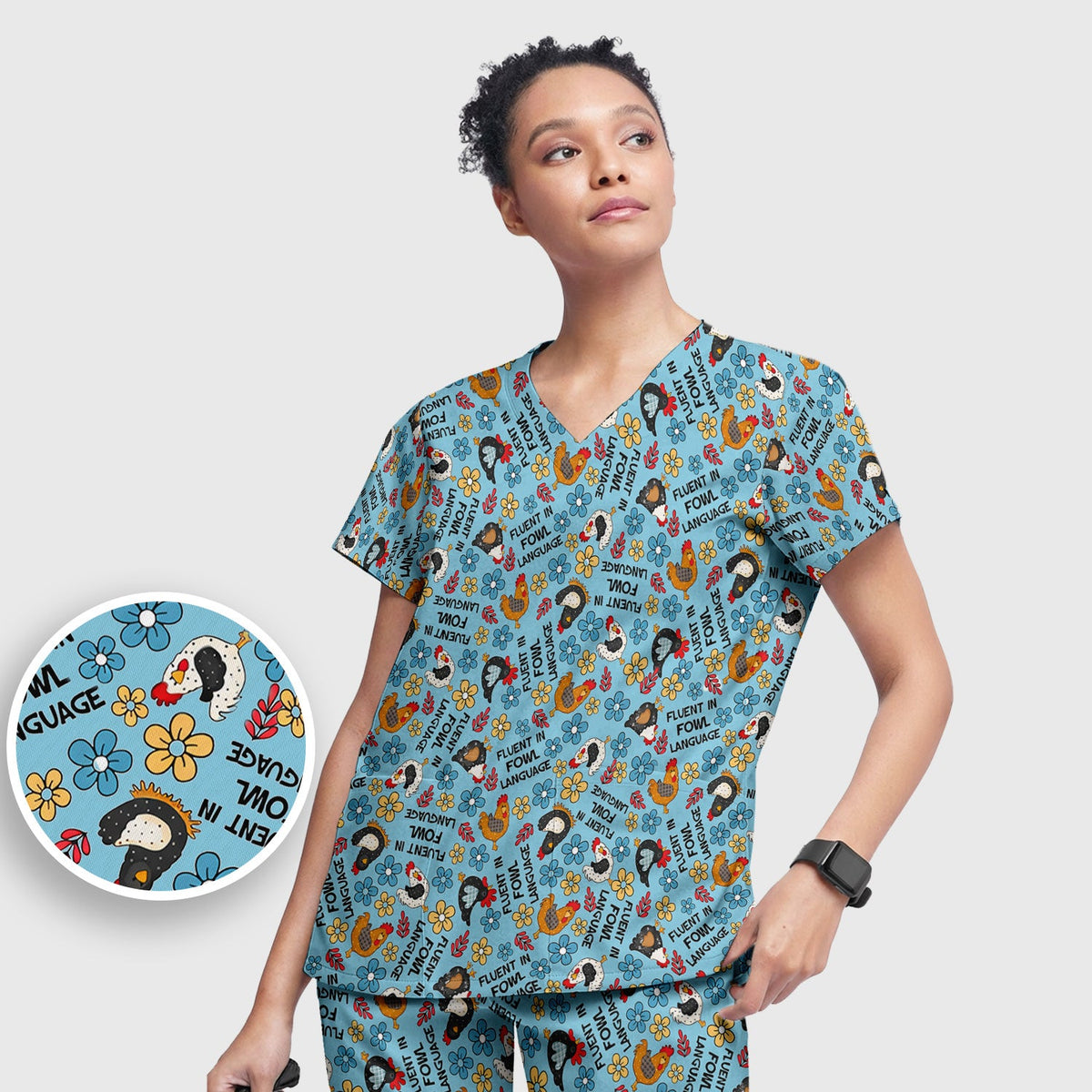 Fluent In Fowl Language Nurse Scrub Set