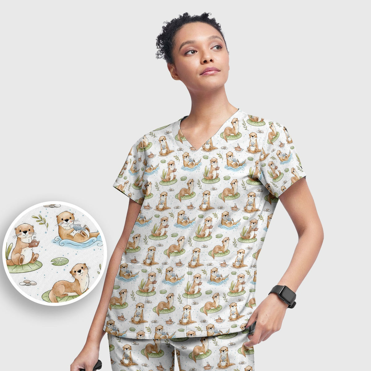 Otter Lily Pad Nurse Scrub Set