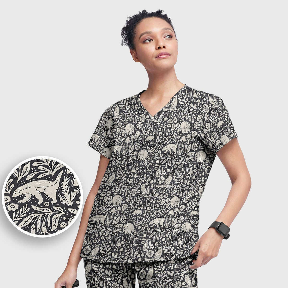 Woodland Animal Forest Nurse Scrub Set