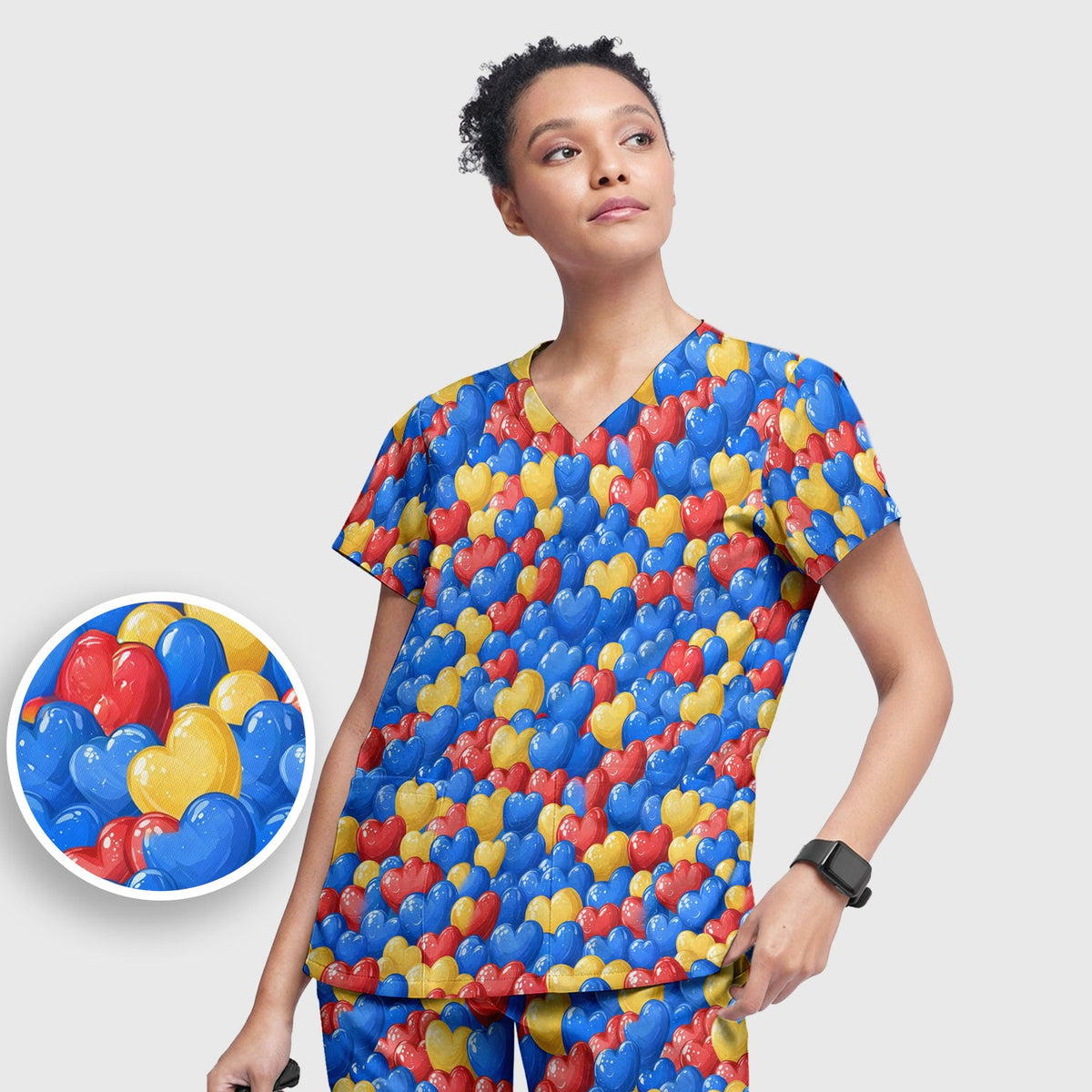 Colorful Autism Heart Nurse Scrub Set