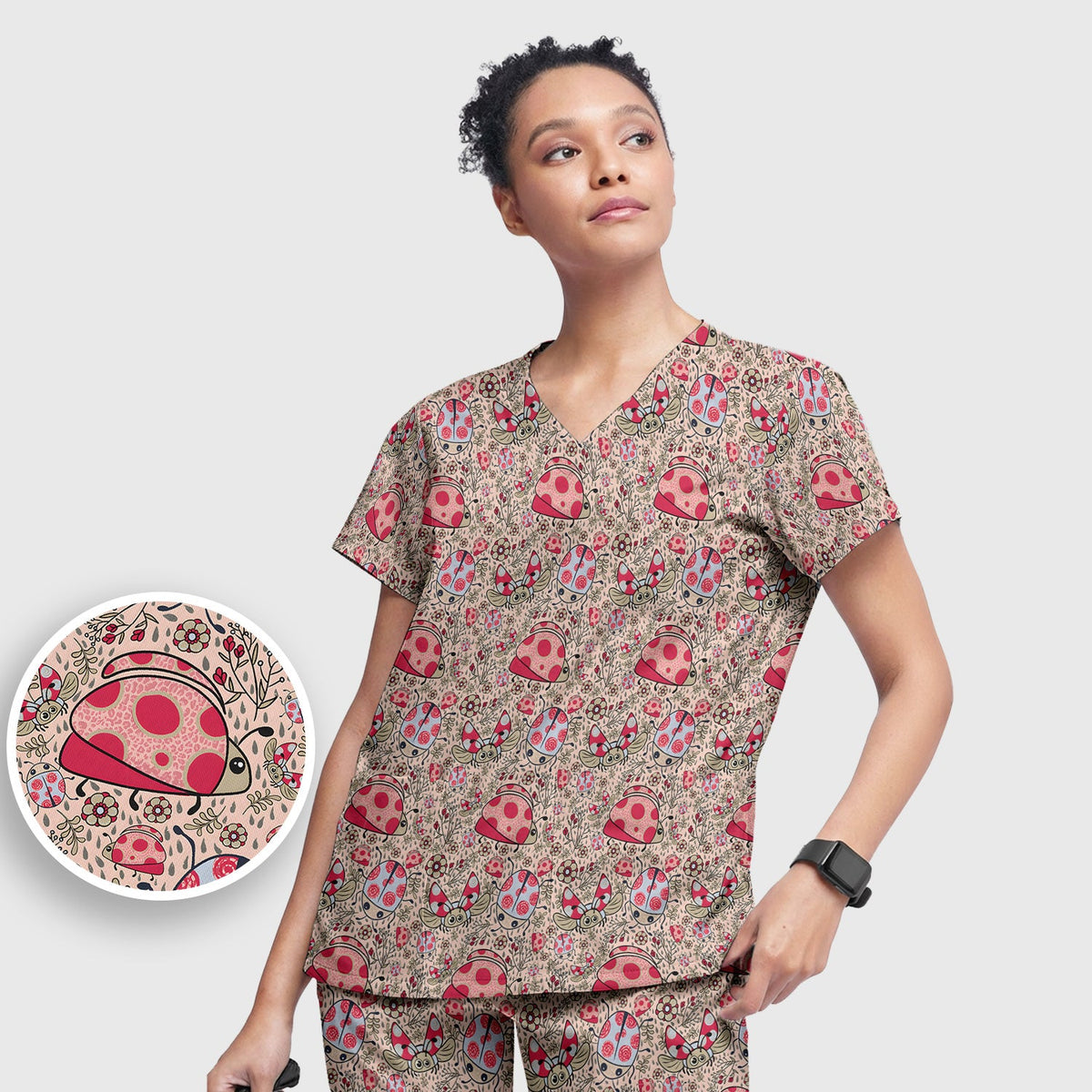 Ladybug Rain Garden Nurse Scrub Set