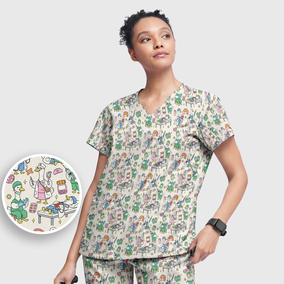 Duck Medical Doodle Nurse Scrub Set