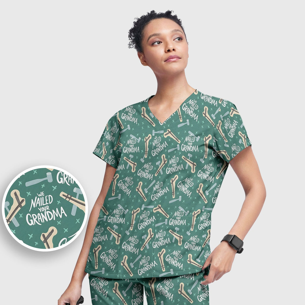 Bone Hammer Nailed Your Grandma Nurse Scrub Set