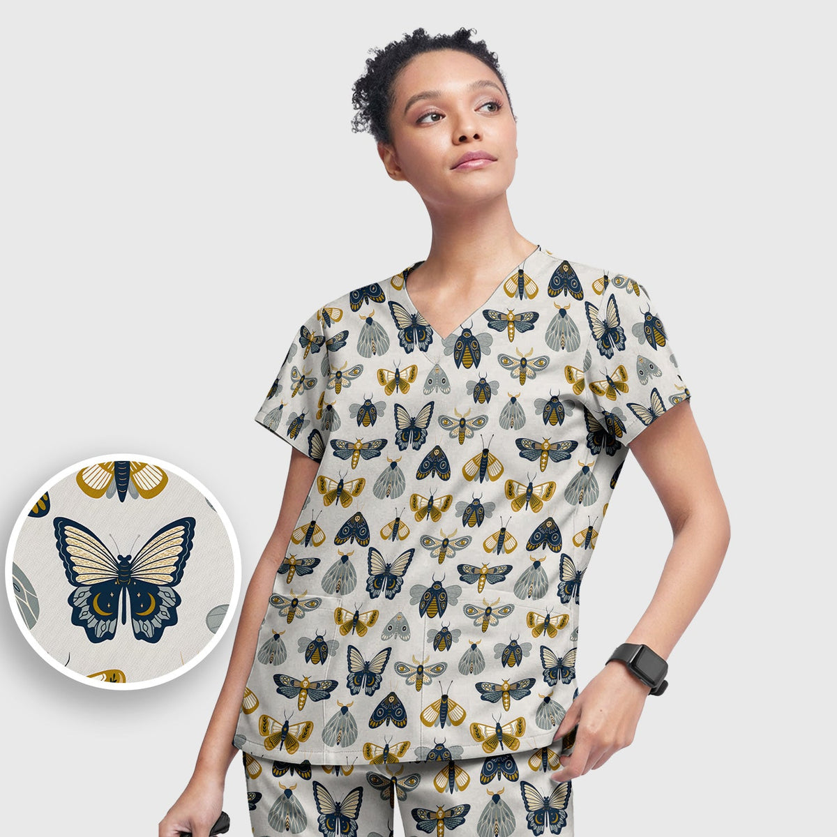Butterfly Moth Insect Nurse Scrub Set