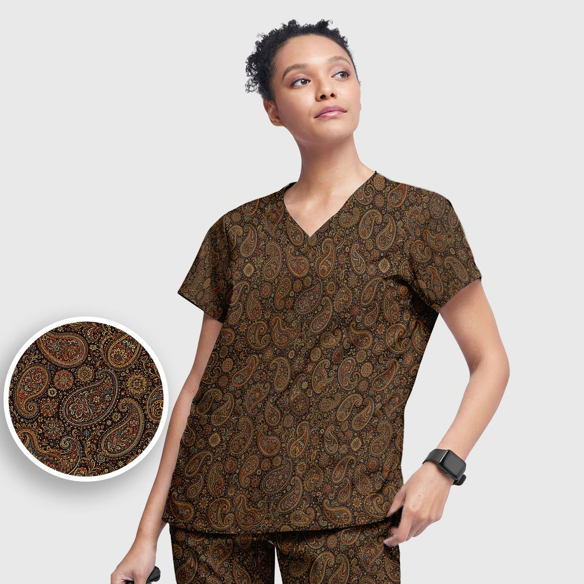 Vintage Ornate Paisley Nurse Scrub Set