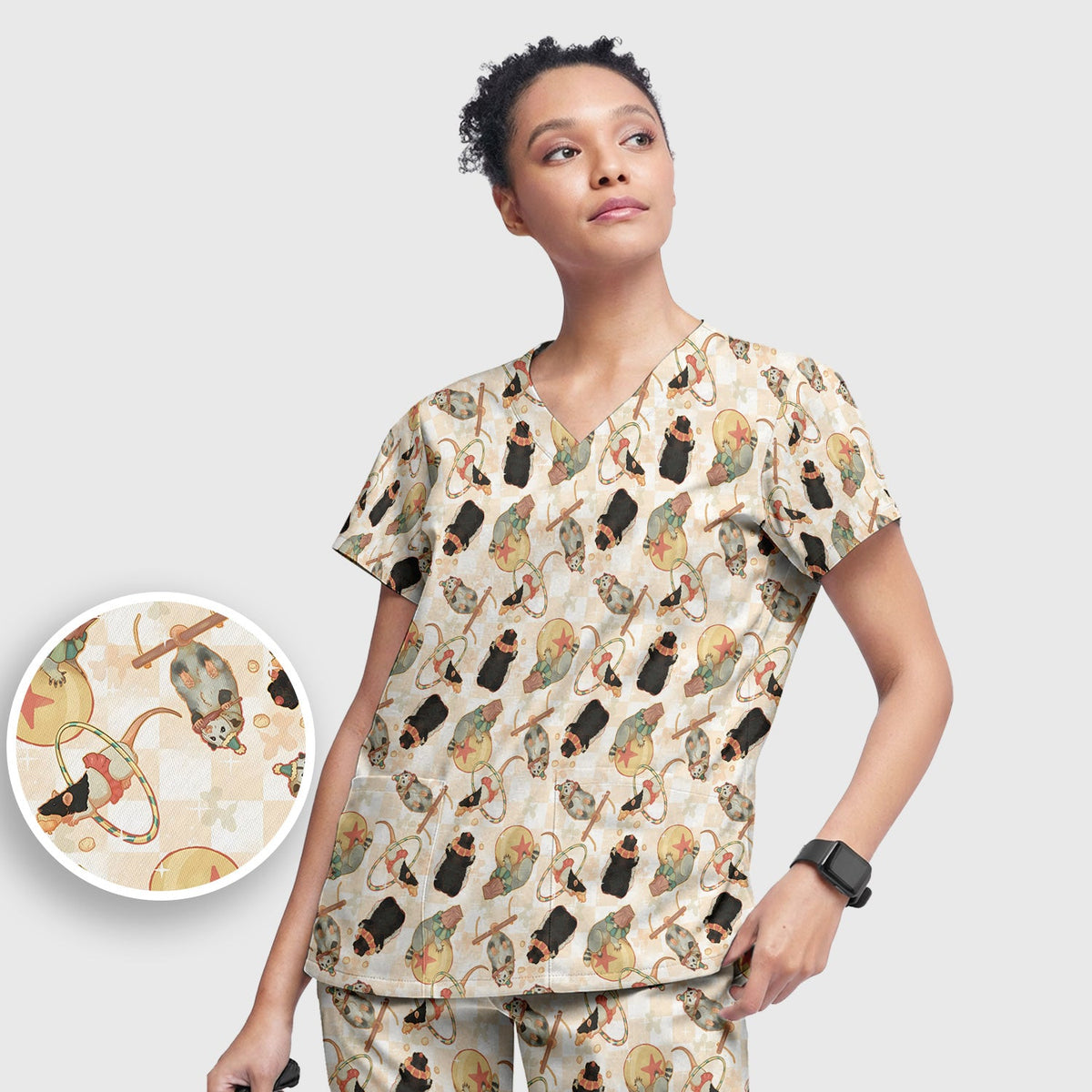 Circus Mouse Acrobat Nurse Scrub Set
