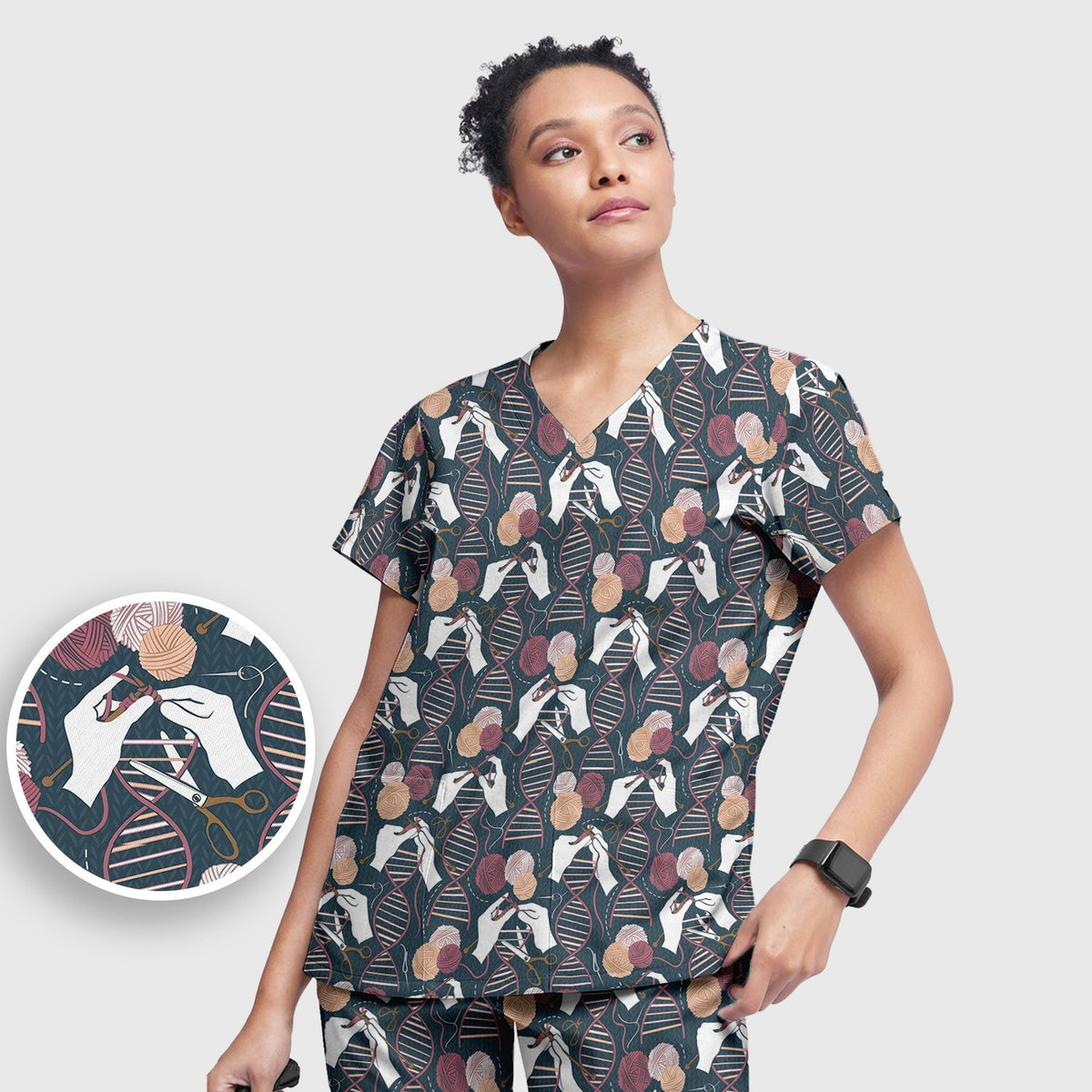 DNA Helix Yarn Nurse Scrub Set