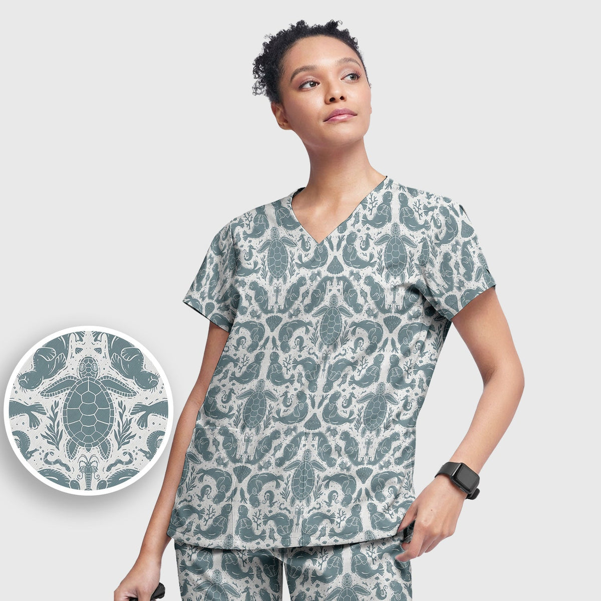 Ocean Sea Marine Life Nurse Scrub Set