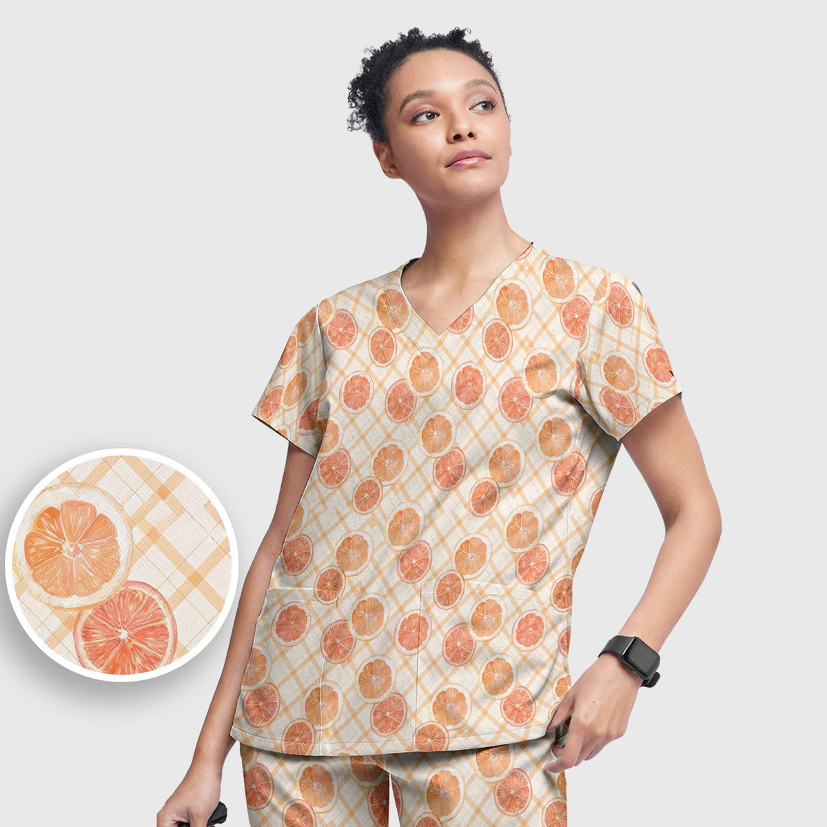 Fresh Grapefruit Slice Nurse Scrub Set