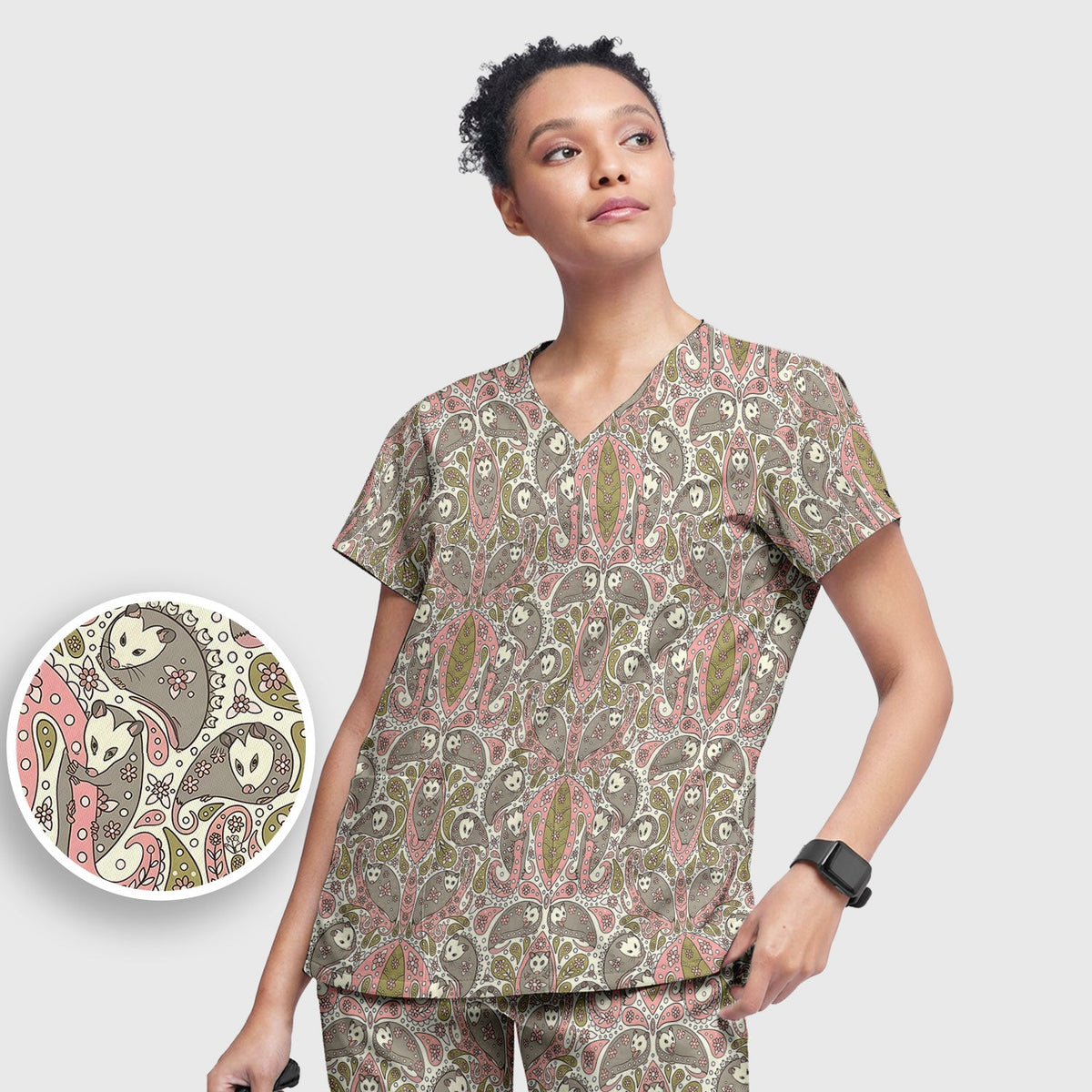 Opossum Paisley Nurse Scrub Set