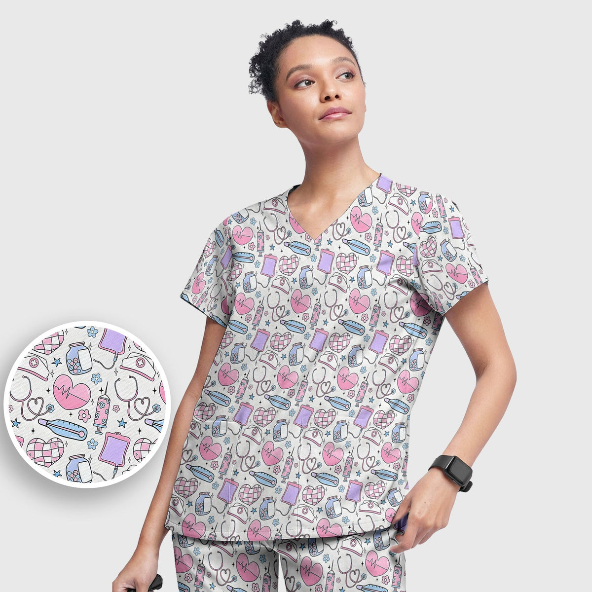Pastel Medical Icons Nurse Scrub Set