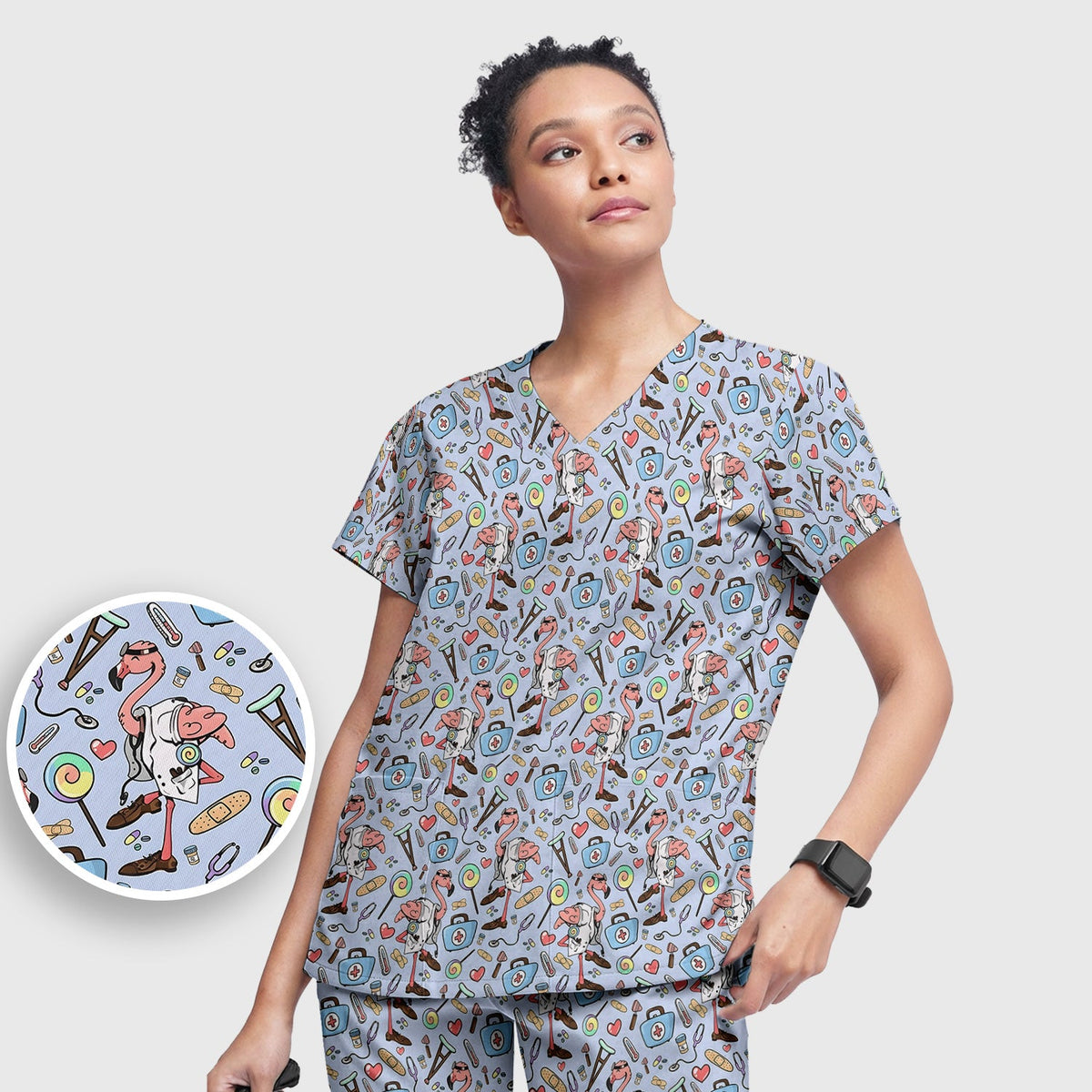 Flamingo Medical Nurse Scrub Set