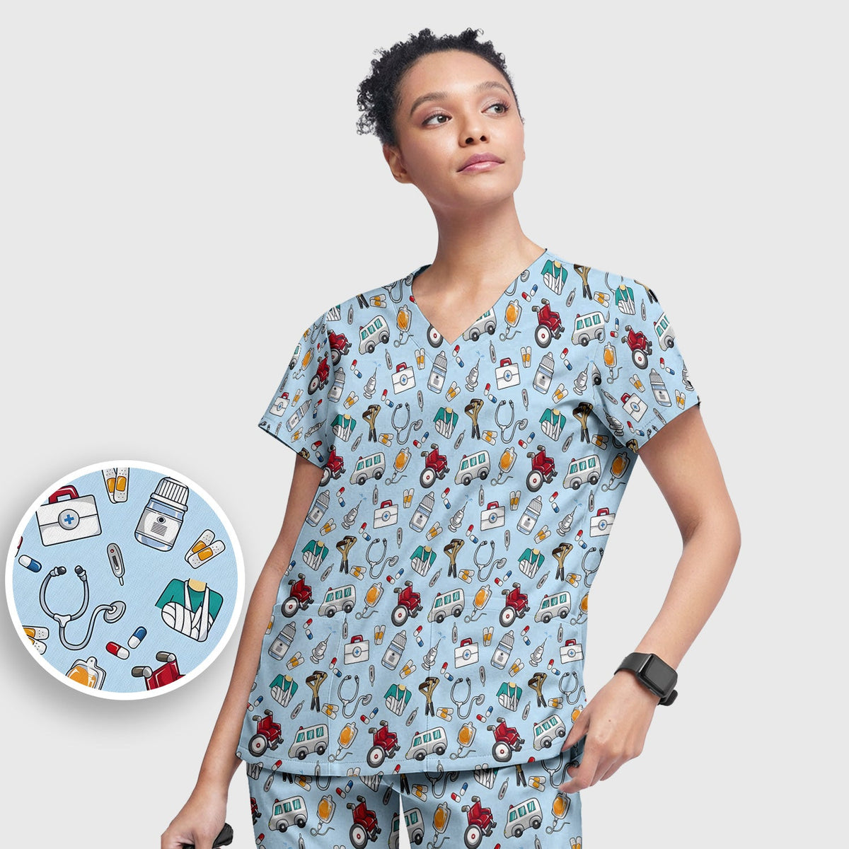 Medical Tools Emergency Transport Nurse Scrub Set