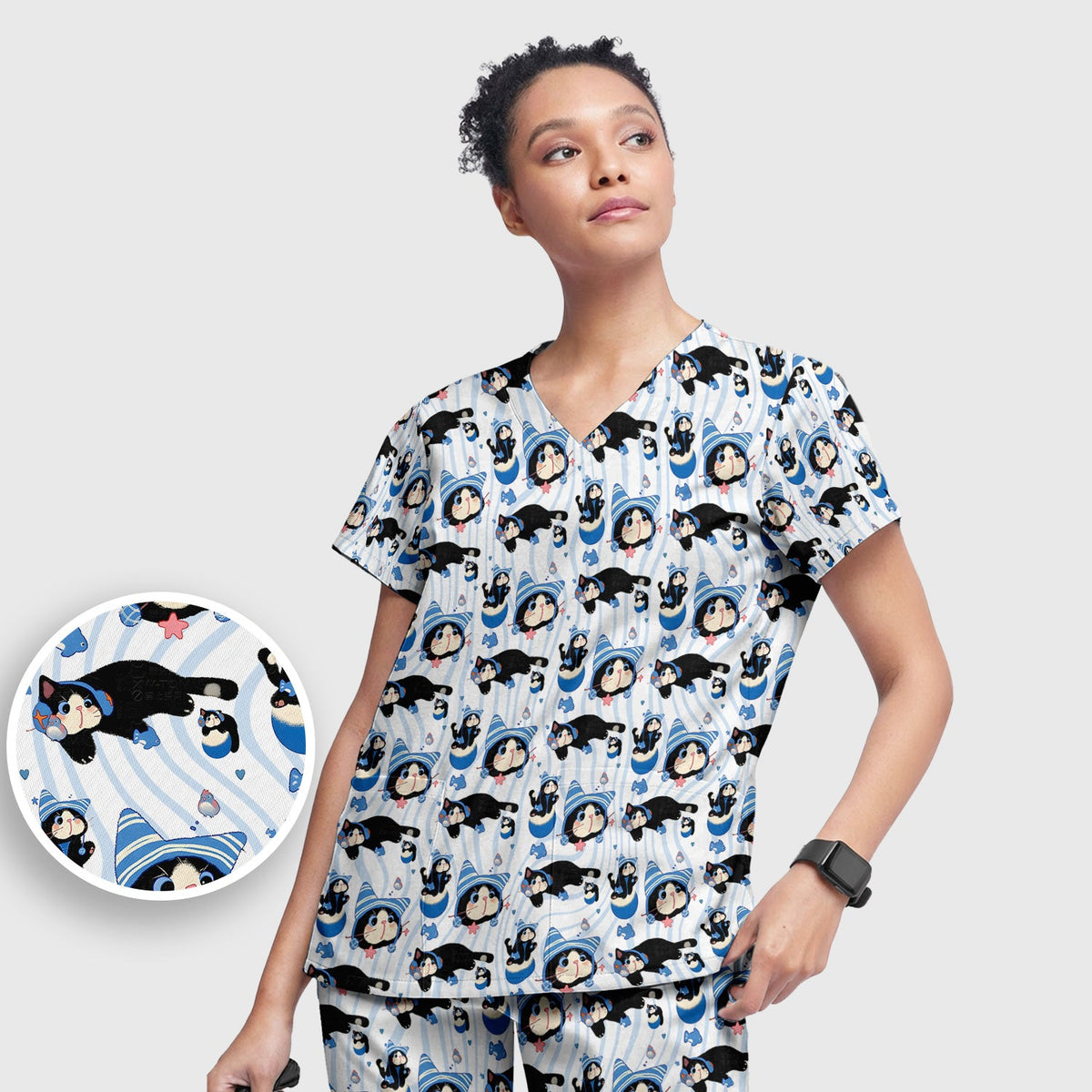Kitten Fish Nurse Scrub Set