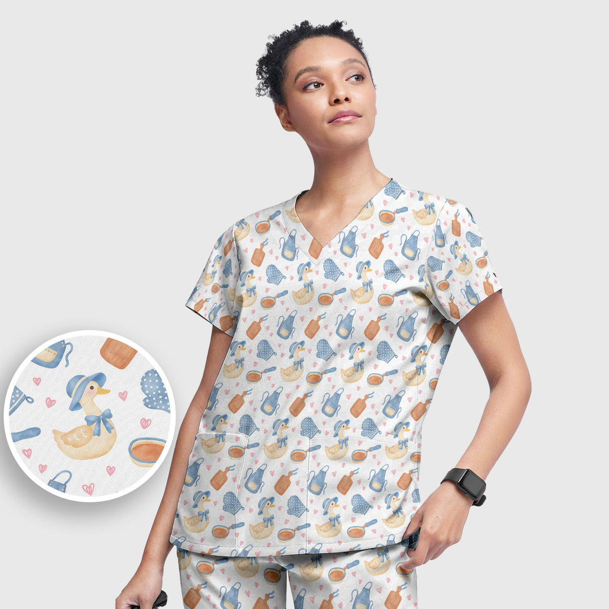 Duck Apron Kitchen Utensil Nurse Scrub Set