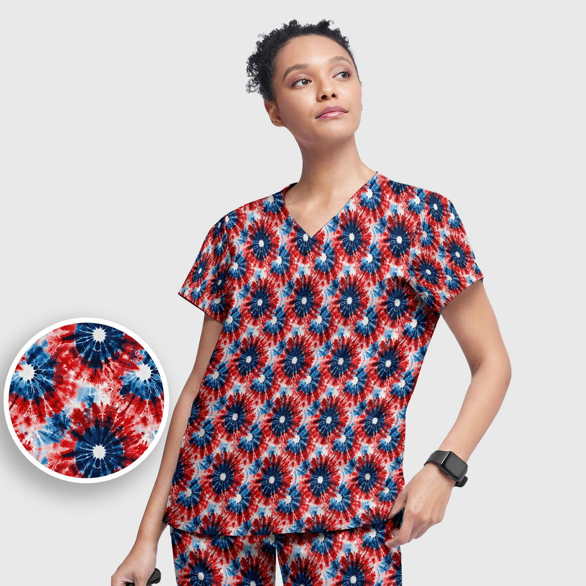 Nurse Tie Dye Firework Burst Scrub Set