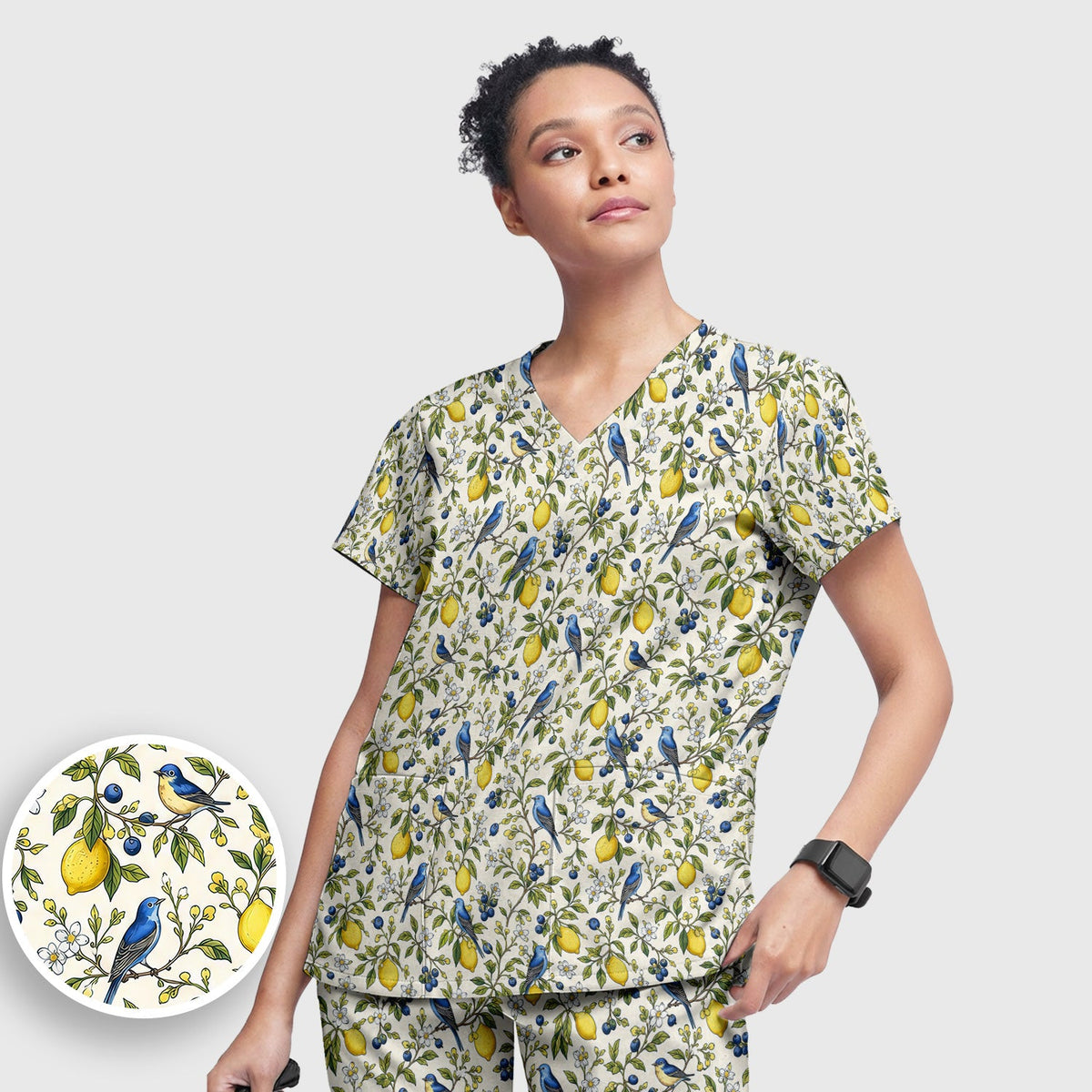 Bluebird Lemon Blossom Nurse Scrub Set