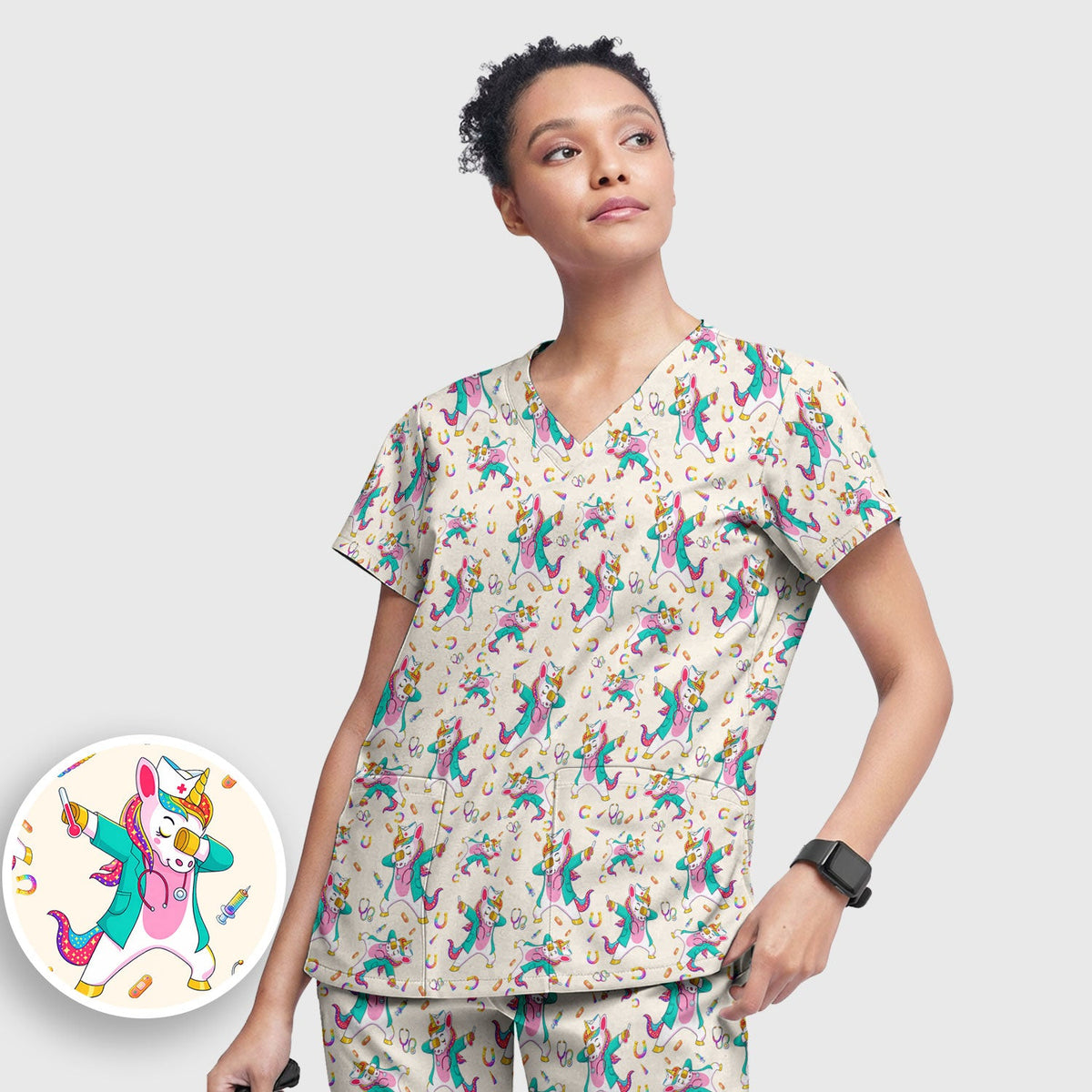 Unicorn Dance Nurse Scrub Set