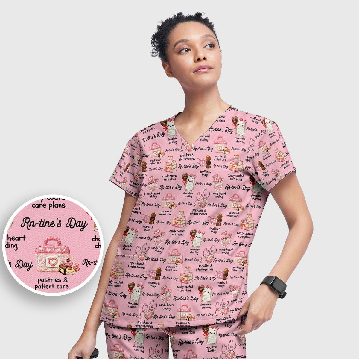 RN Sweets Valentine Stethoscope Nurse Scrub Set