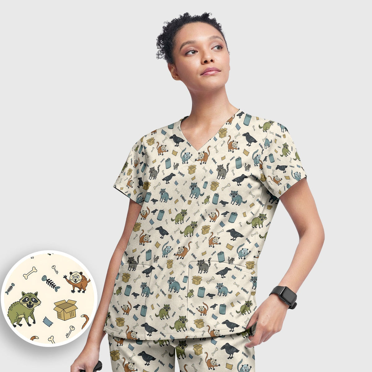 Trash Raccoon Nurse Scrub Set