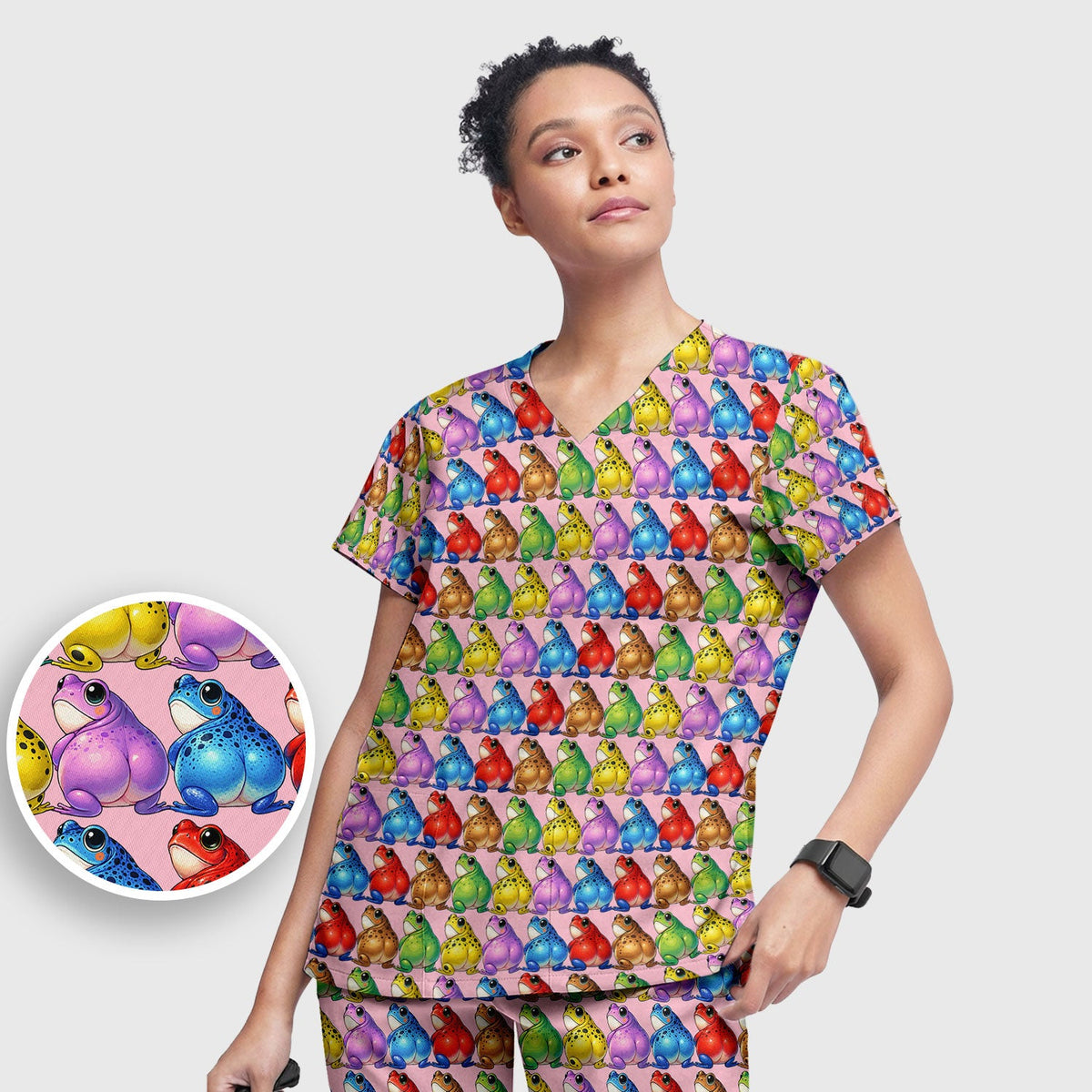 Colorful Frogs Nurse Scrub Set