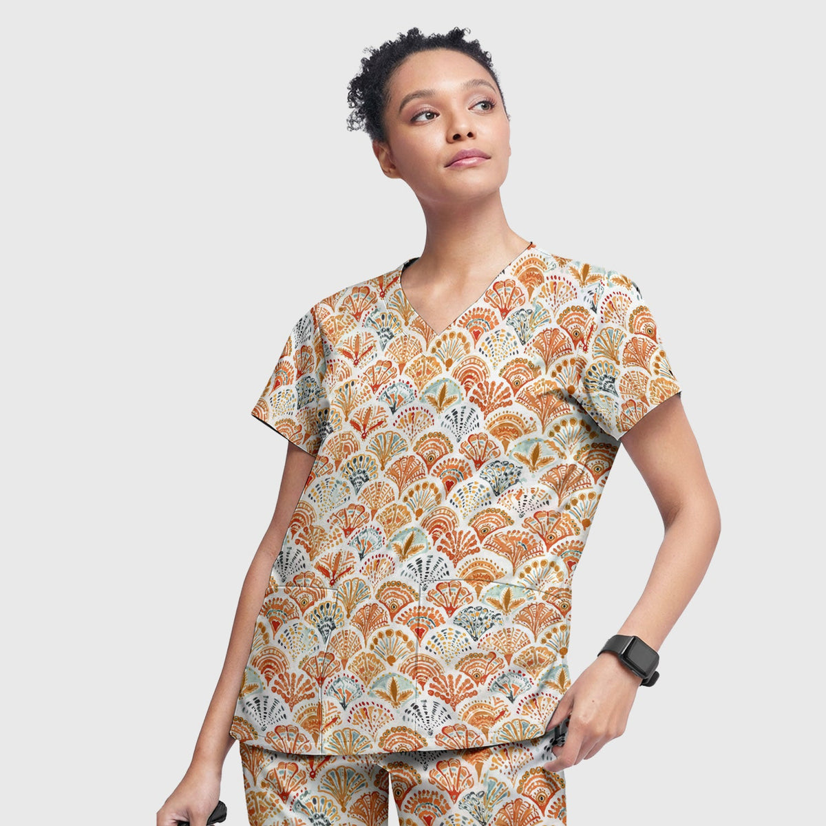 Cute Boho Fan Nurse Scrub Set