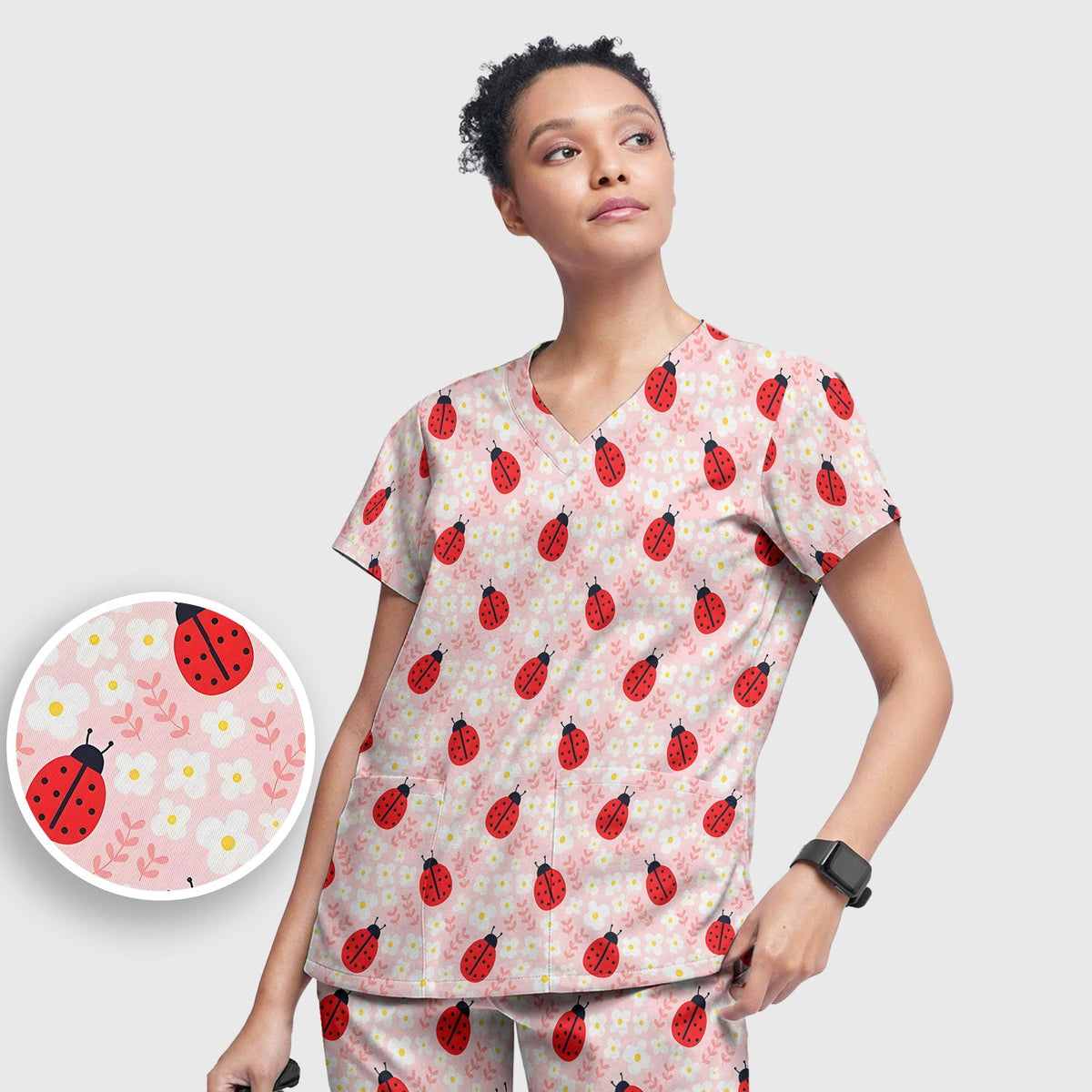 Ladybug Blossom Nurse Scrub Set