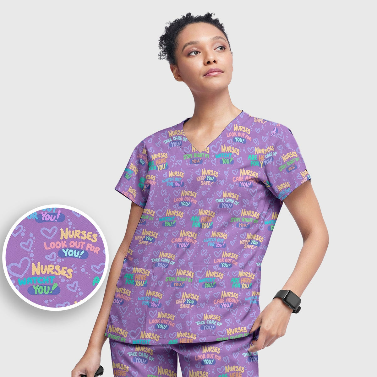Nurse Quote Care Message Scrub Set