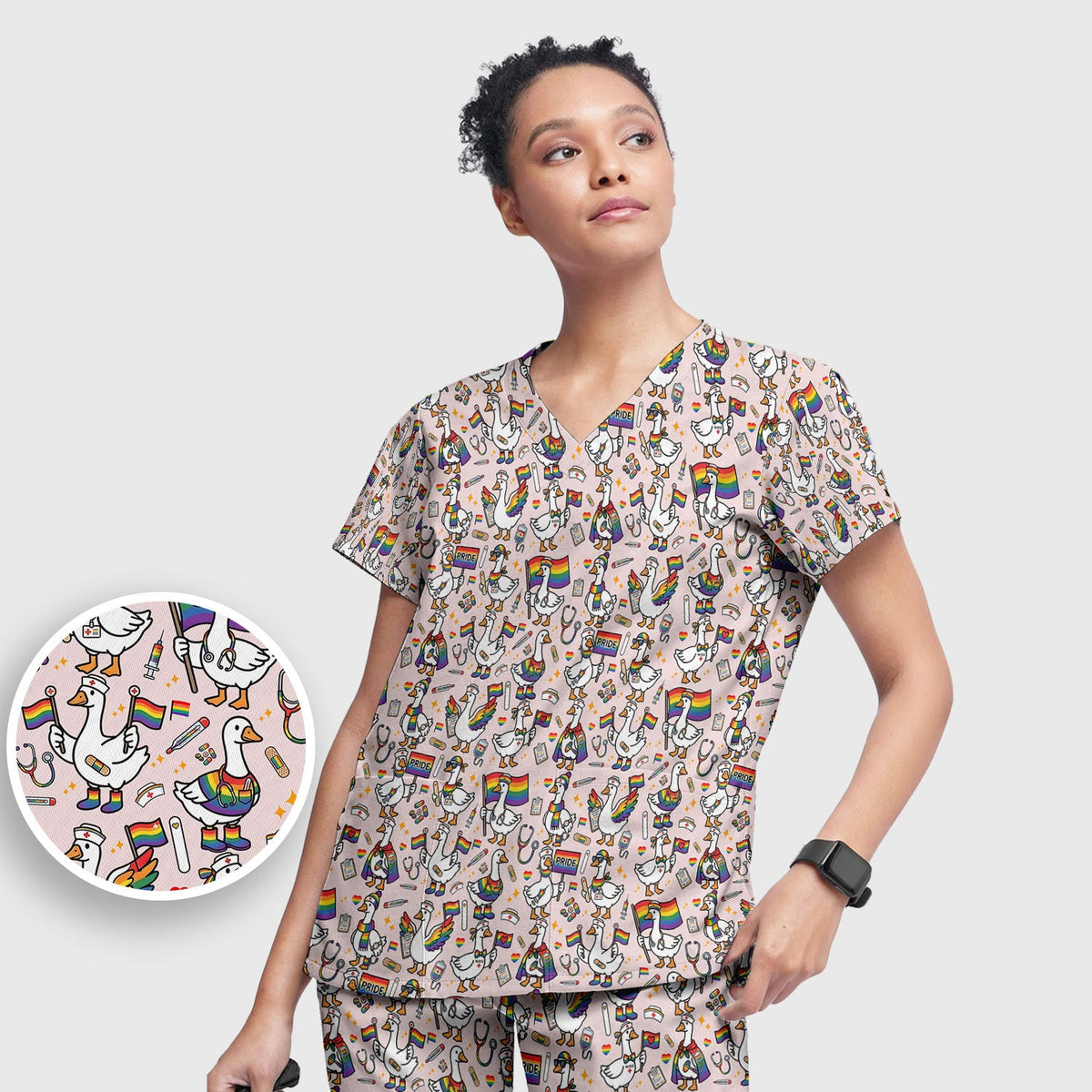 LGBT Pride Nurse Duck Scrub Set
