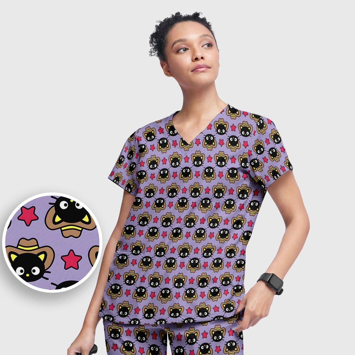 Cowboy Cat Nurse Scrub Set