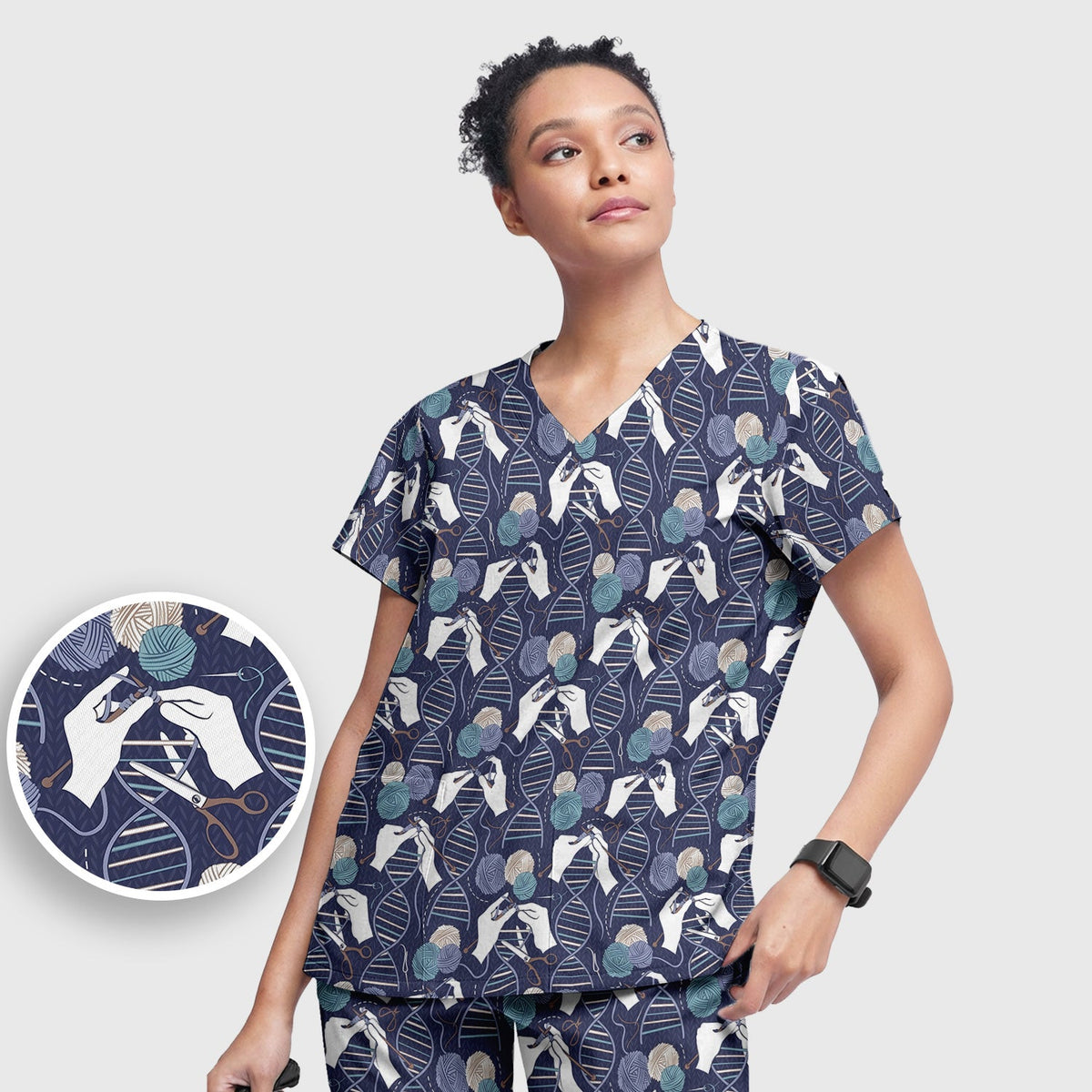 DNA Helix Yarn Nurse Scrub Set