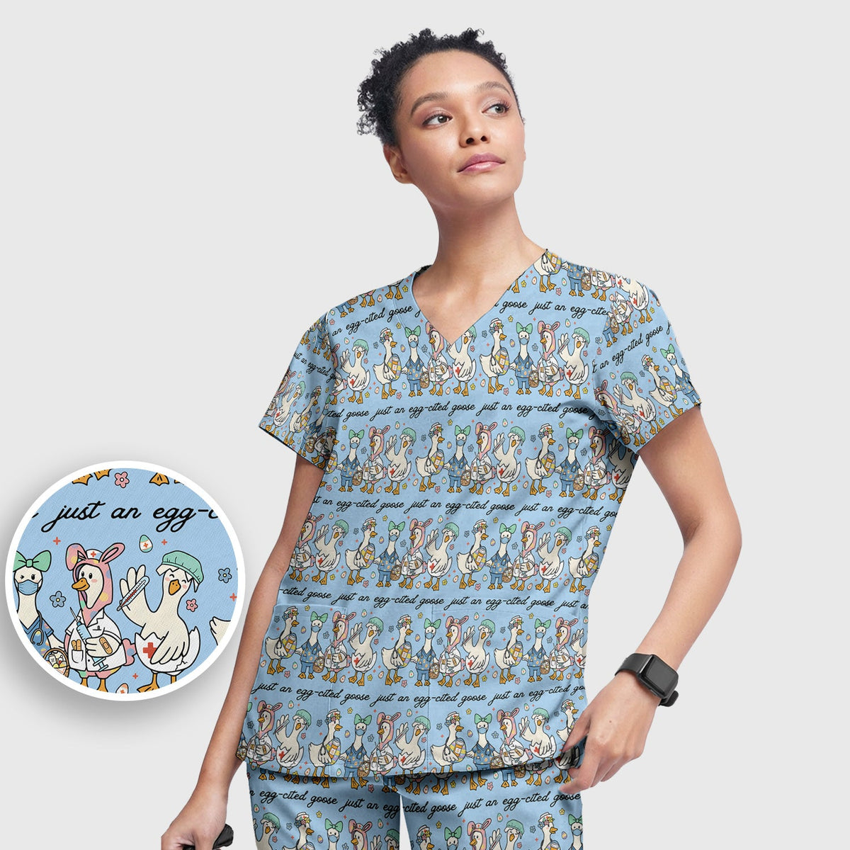 Easter Goose Nurse Scrub Set