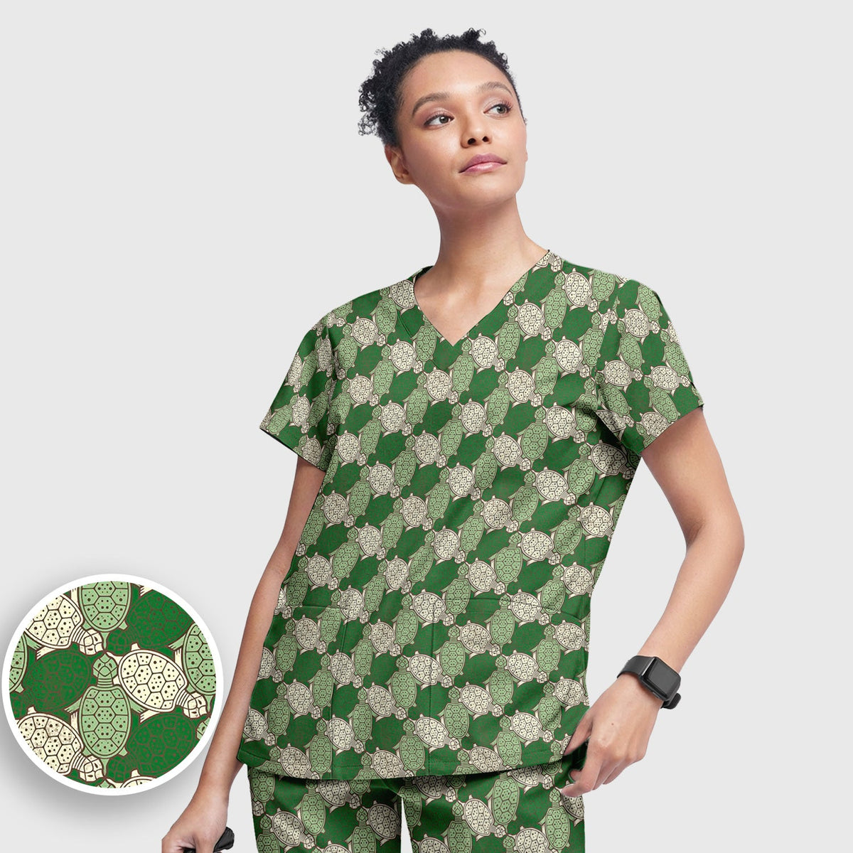 Green Sea Turtle Shell Nurse Scrub Set