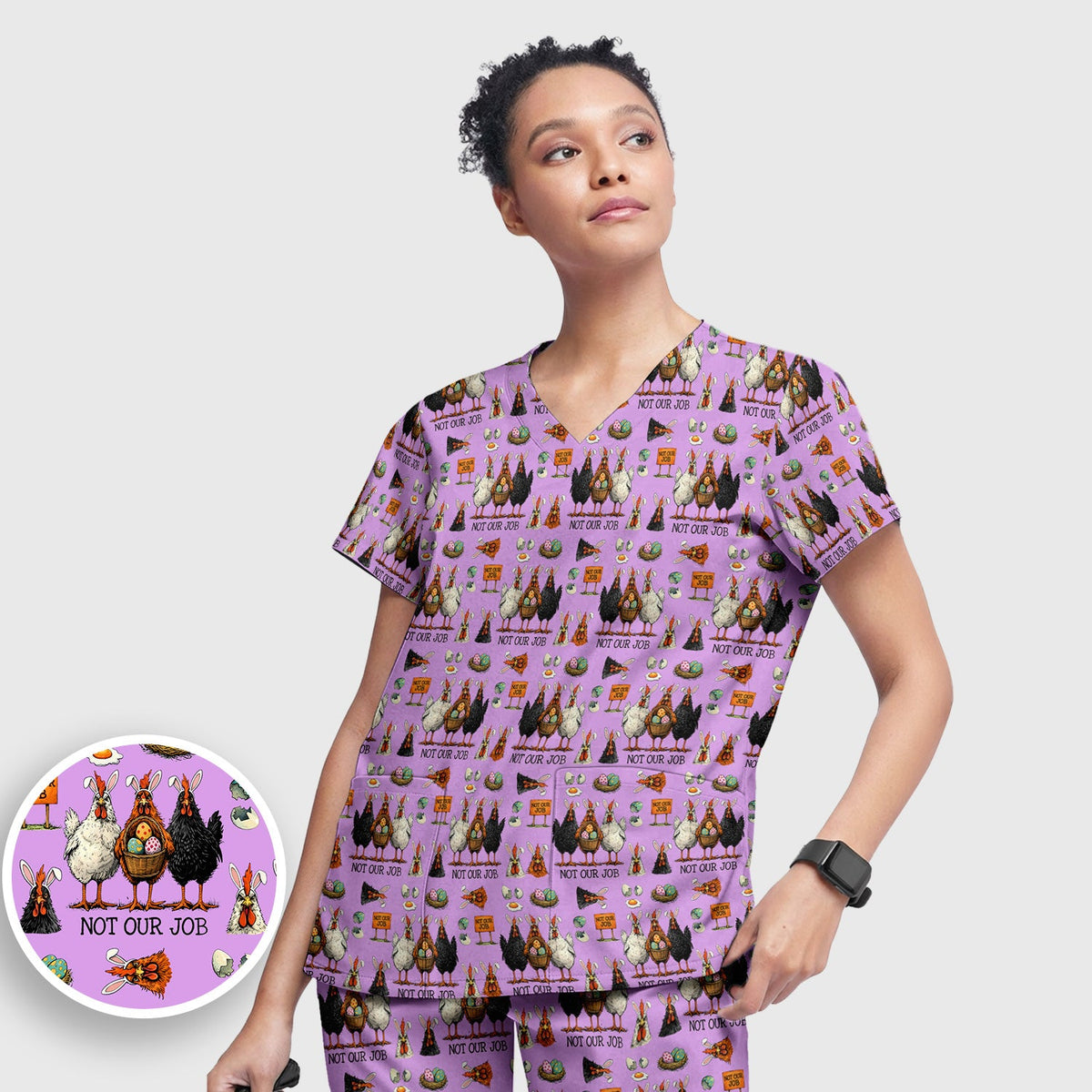Chicken Humor Nurse Scrub Set - Easter Gift