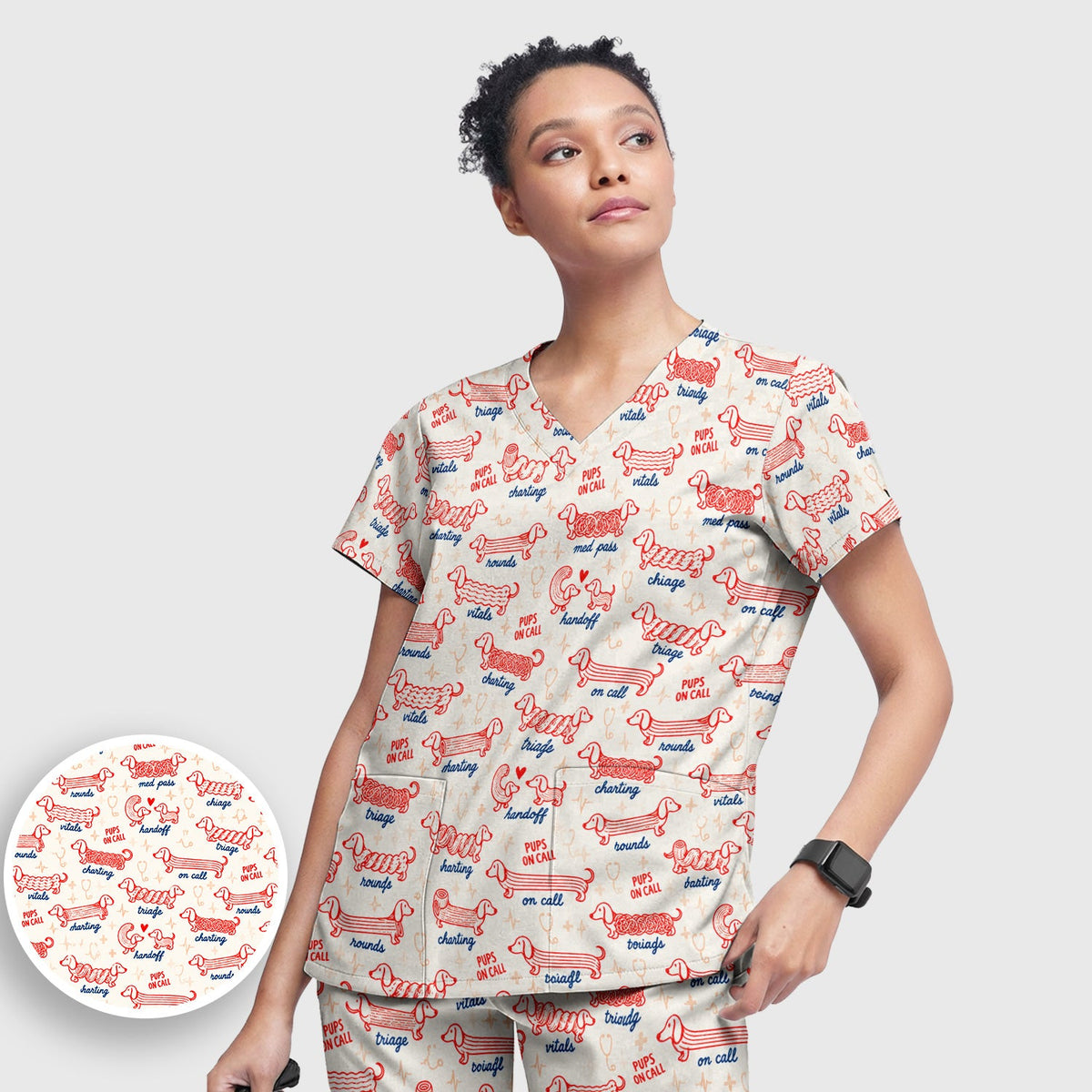 Pups On Call Dachshund Nurse Scrub Set