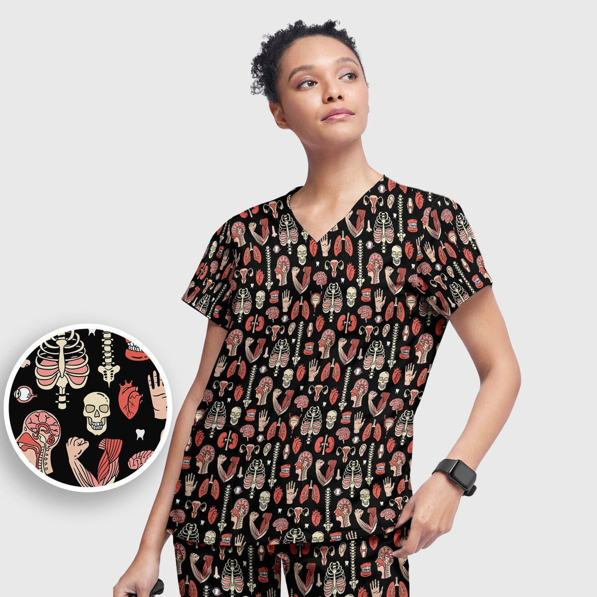 Human Anatomy Body Parts Nurse Scrub Set