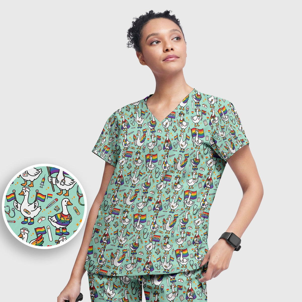 LGBT Pride Nurse Duck Scrub Set
