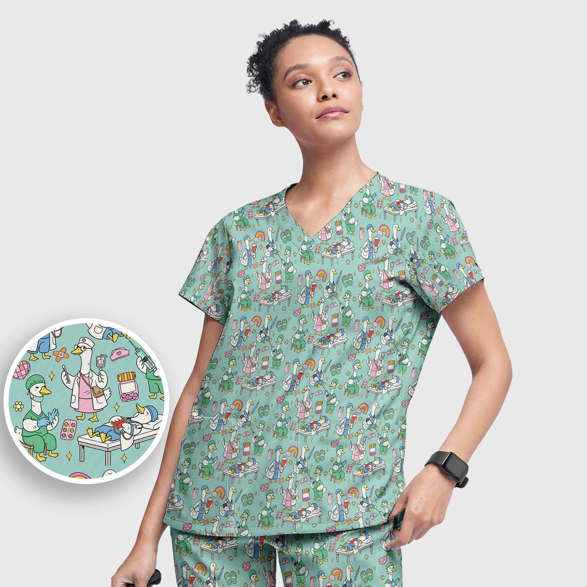 Duck Medical Doodle Nurse Scrub Set