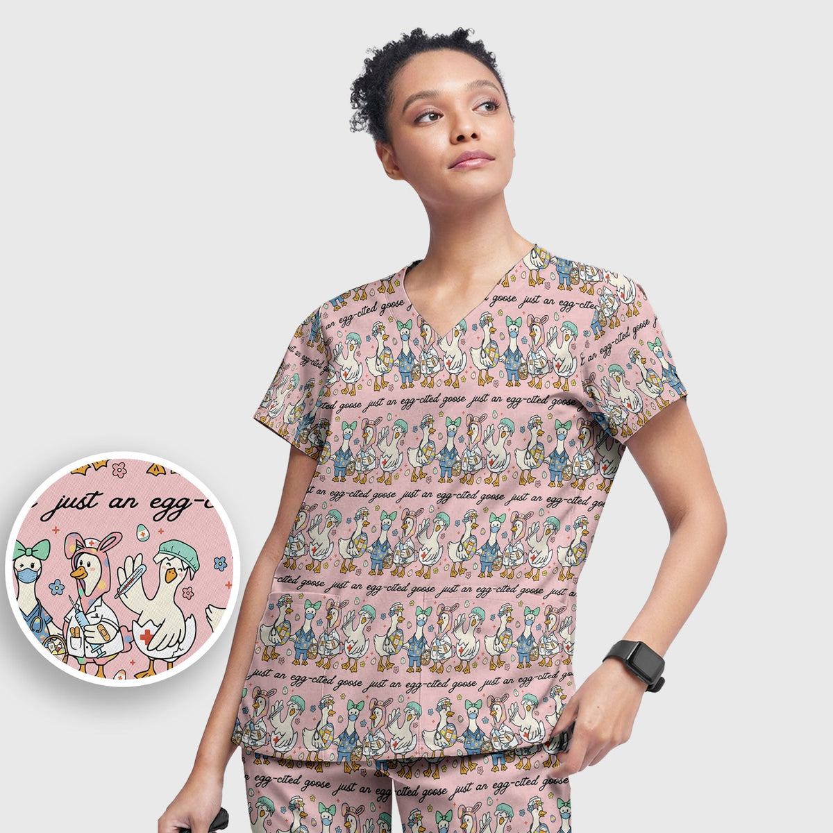 Easter Goose Nurse Scrub Set