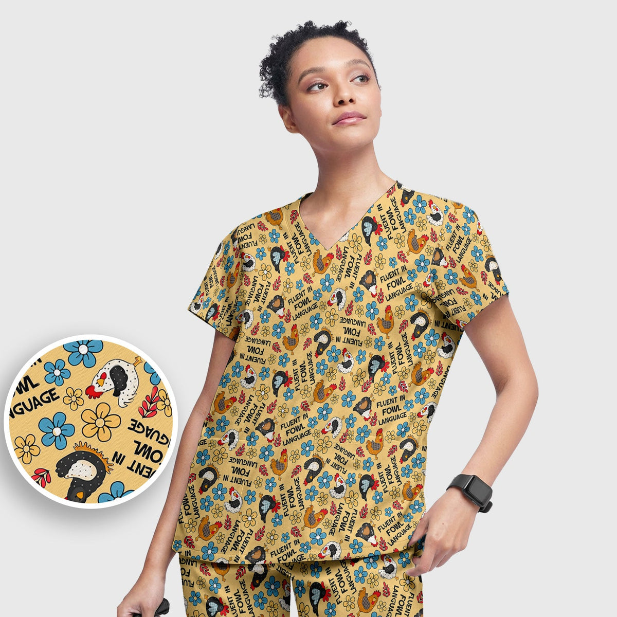 Fluent In Fowl Language Nurse Scrub Set