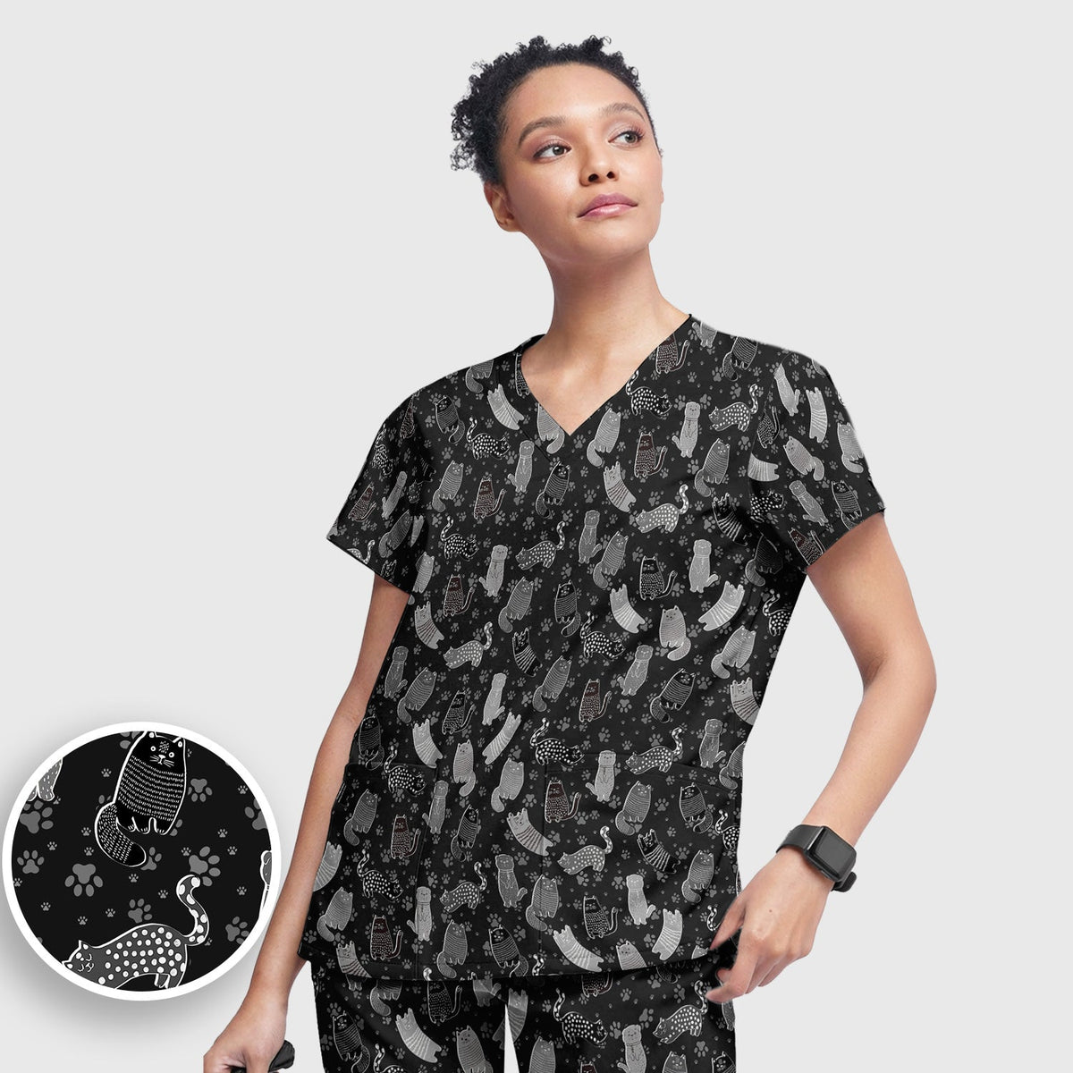 Cat Paw Print Nurse Scrub Set