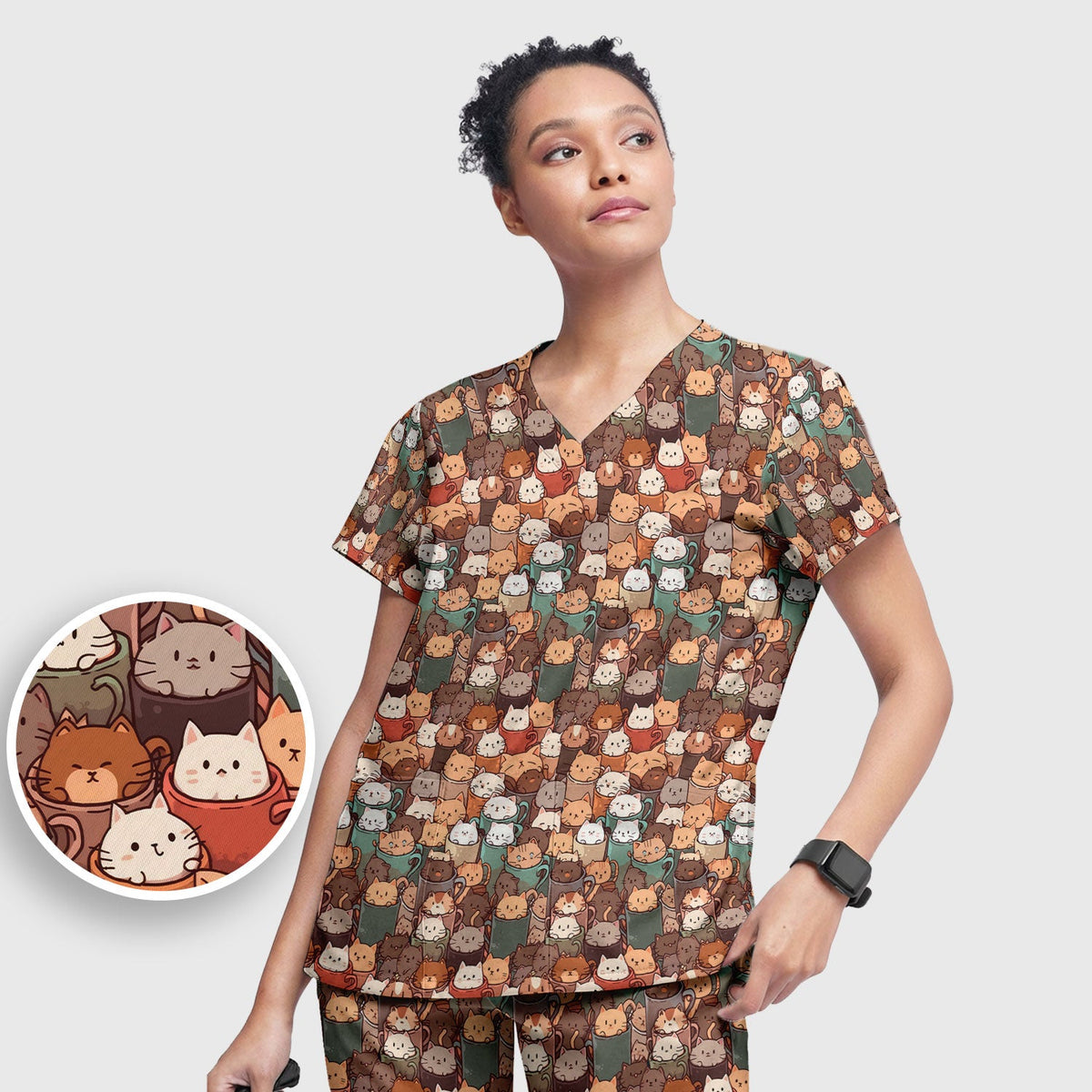 Kittens in Mug Nurse Scrub Set