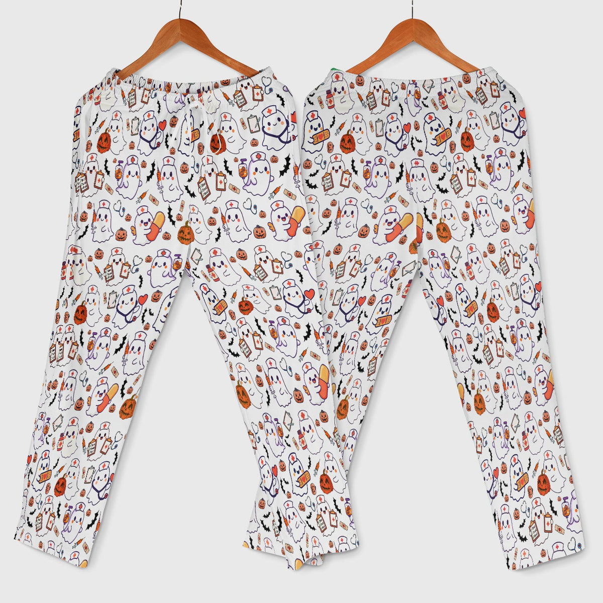 Pumpkin Ghost Nurse Scrub Set - Halloween Gift