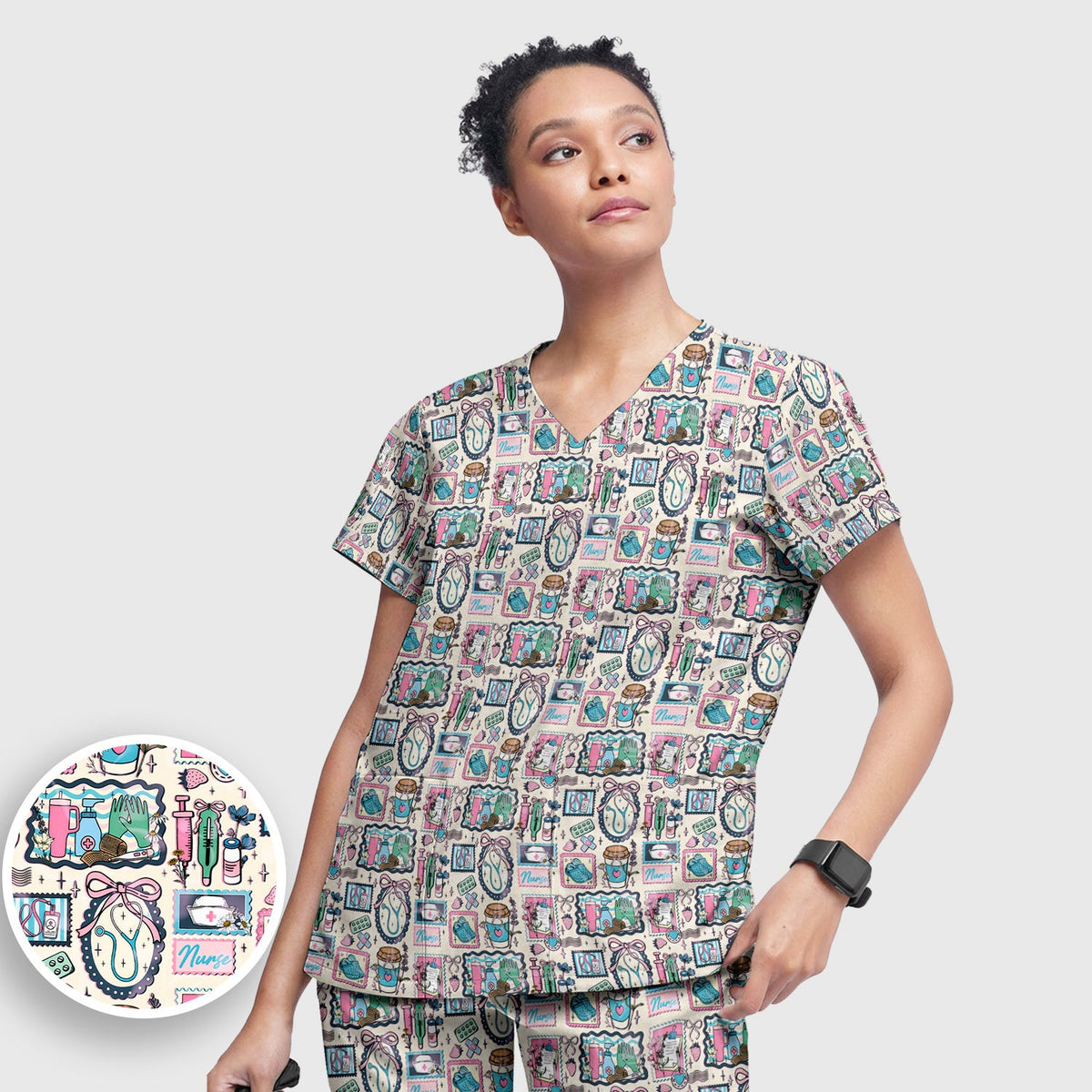 Stethoscope Syringe Frame Nurse Scrub Set